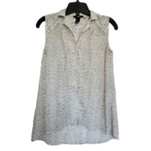 H&M Abstract Print Semi-sheer Collared Sleeveless Button Down Top Size 2